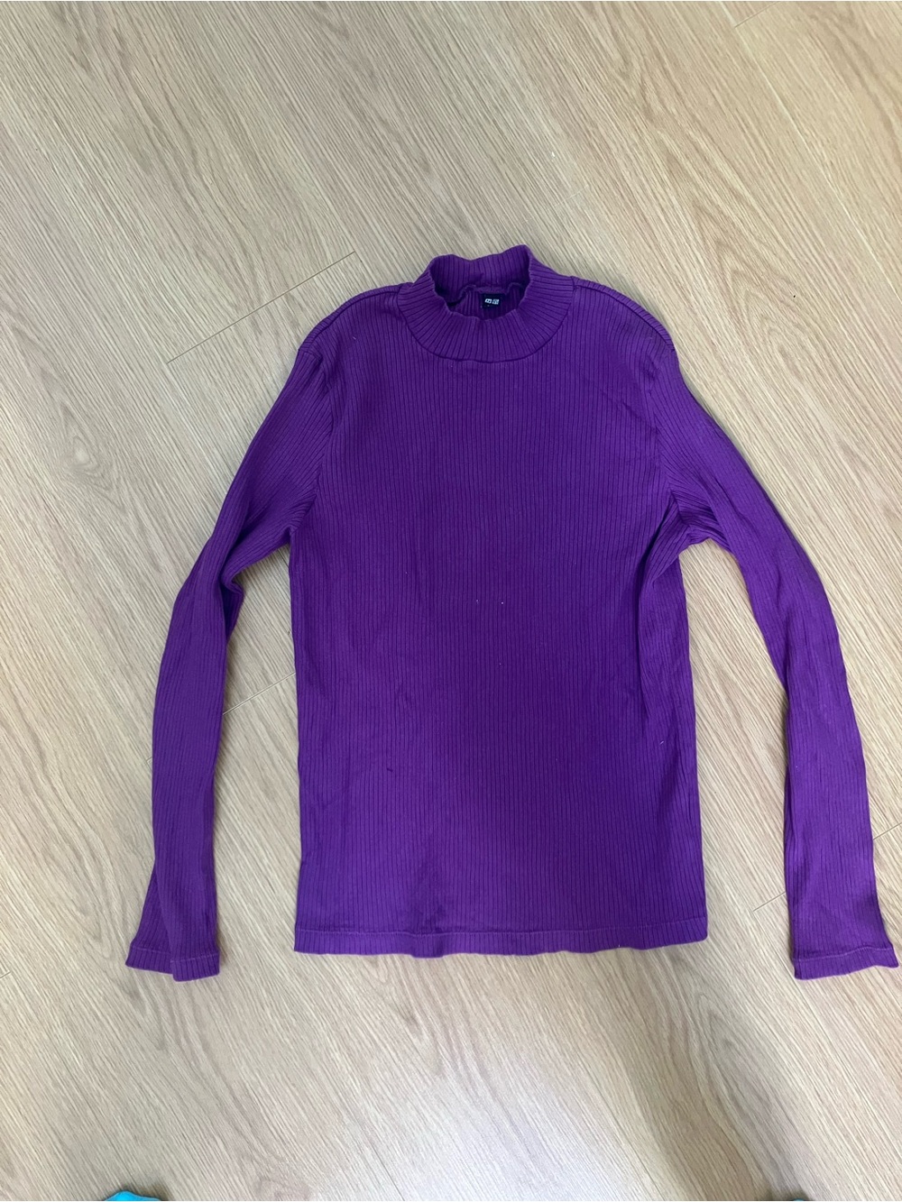 Uniqlo Women's Long Sleeve Ribbed Mock Neck Top - Purple